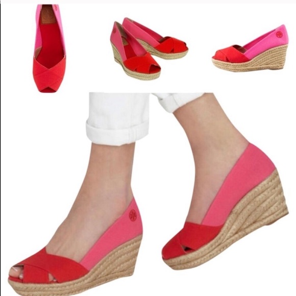 Tory Burch Shoes - Tory Burch Filippa Espadrille Pink Wedges 6.5